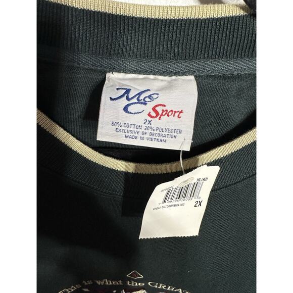 VTG 90’s Greatest Outdoorsman Sweatshirt ForestGreen Crewneck Embroidery 2XL NEW - Picture 3 of 6